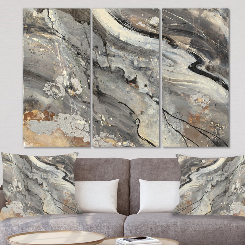 Swigart Farmhouse 'Fire and Ice Minerals II - 3 Piece Graphic Print Set on Canvas, 28" H x 36" W x 1" D