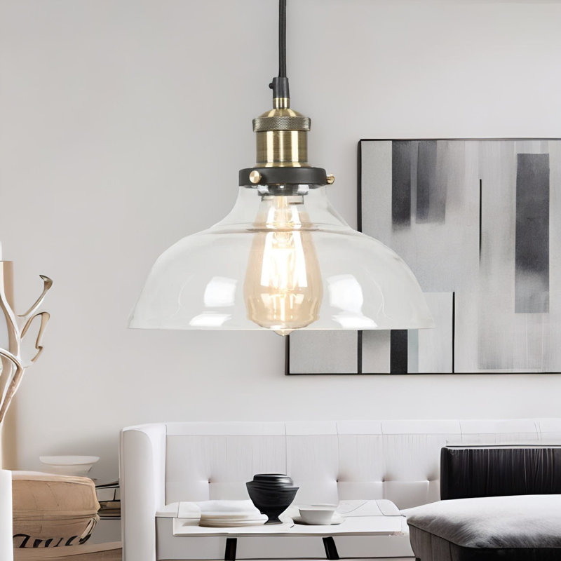 Industrial Antique Brass Effect Glass Light Shade