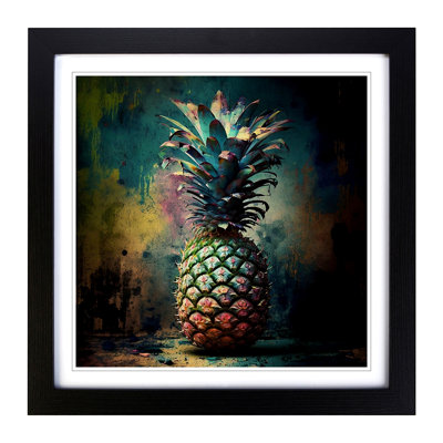 Pineapple Post-Impressionism - Single Picture Frame Print on Wood