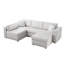 Gris en forme de U avec levage hydraulique. À la mode et pratique pour la maison. Matériaux de style moderne avec rangement modulaire, élévateur, salon doux, chambre à coucher