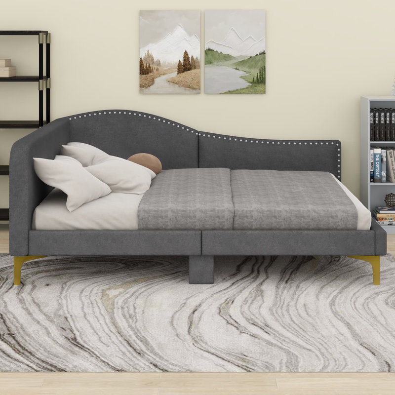 Upholstered Daybed With Headboard And Armrest, Full