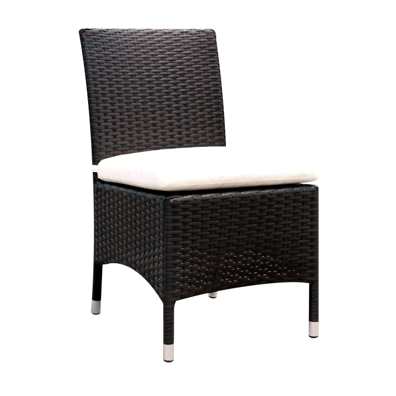 Chaise de patio en osier avec coussins, Blanc, Noir