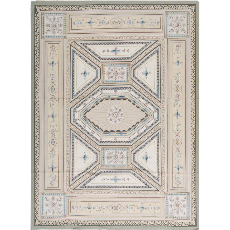 Hand-Knotted High-Quality Beige and Yellow Area Rug
