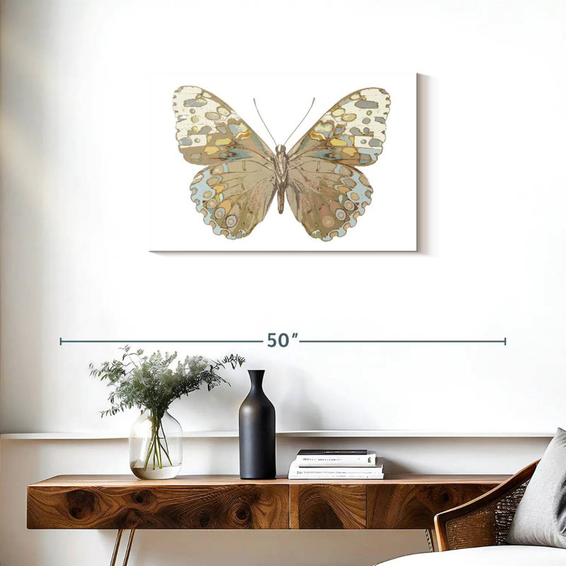 Papillon Brampt en taupe et bleu, H 20 po x l 30 po