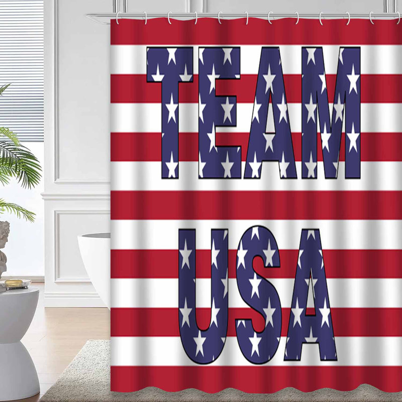 Team USA American Flag Athletic Shower Curtain with 12 Hooks, L 72 po x l 78 po