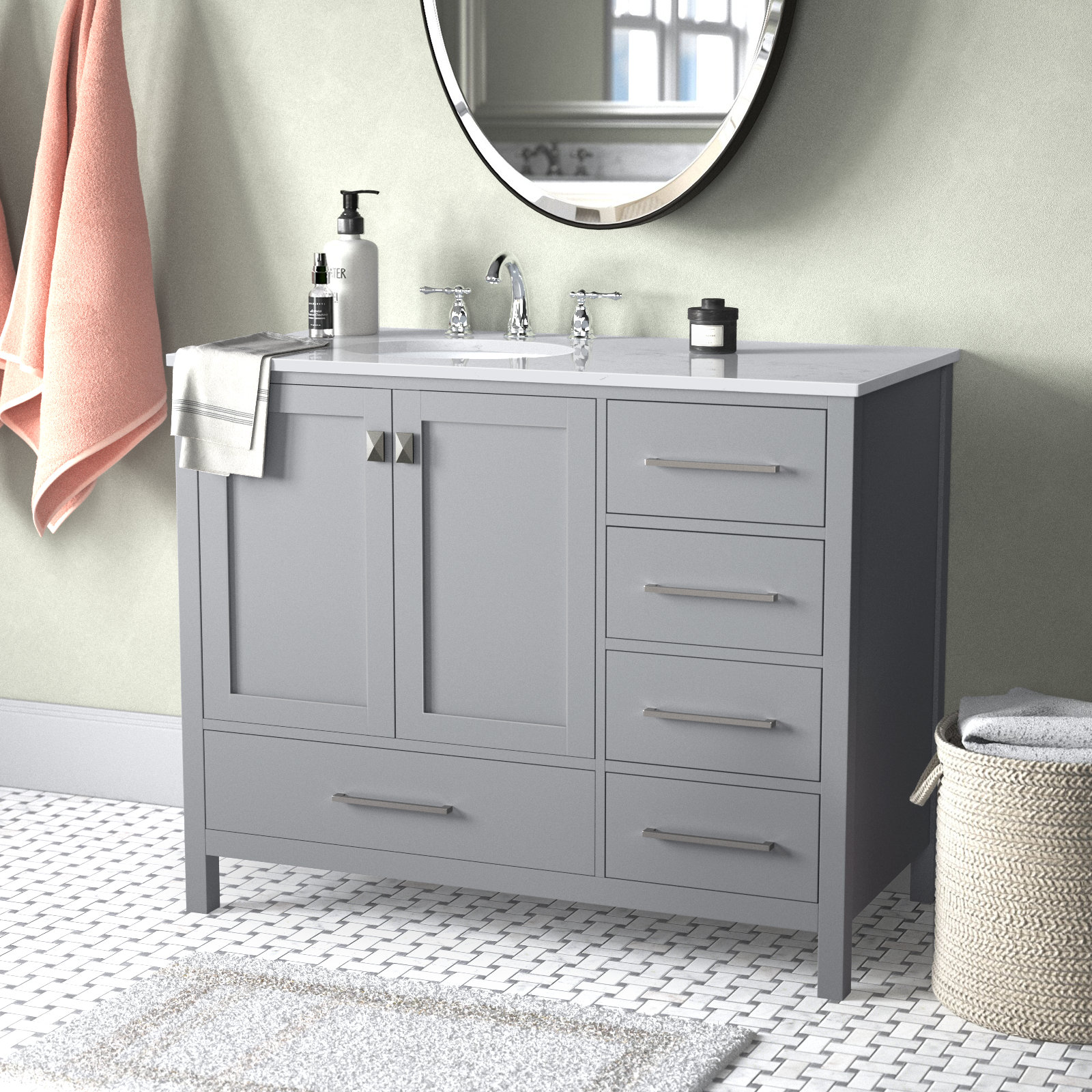 Andover Mills™ Broadview 42'' Single Bathroom Vanity with Engineered ...