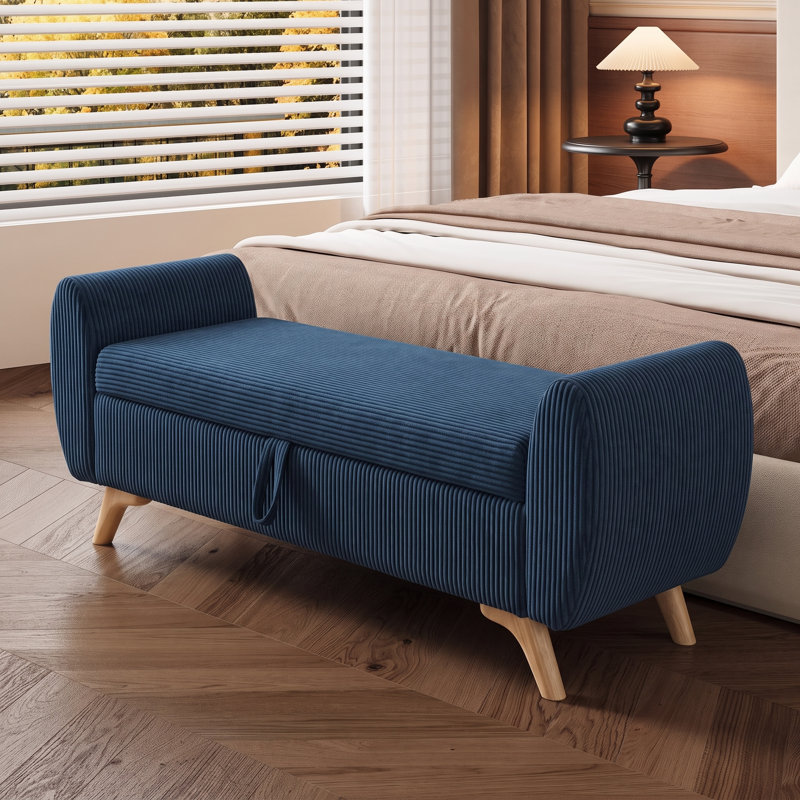 Banc de rangement en velours Velourrove, Bleu