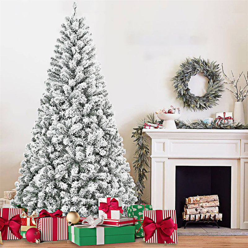 Arbre de Noël artificiel floqué avec support en métal, 4'