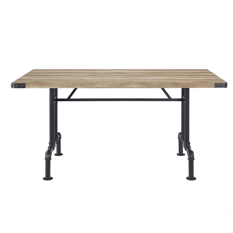 Table de salle à manger chêne et sable noir avec pieds en métal