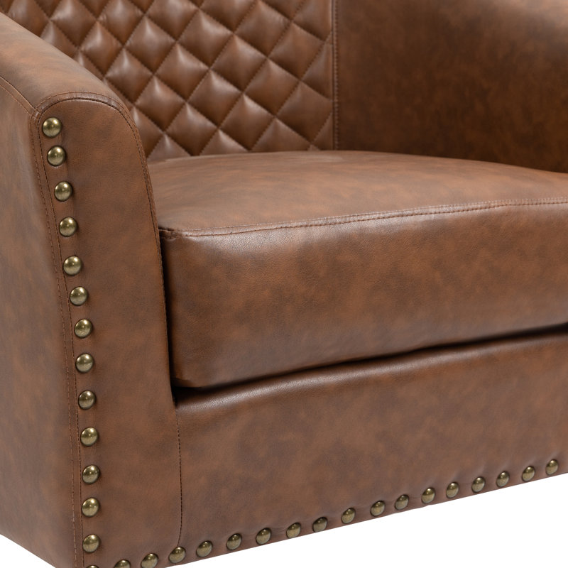 Fauteuil demi-tonneau 30,12 po, Similicuir brun