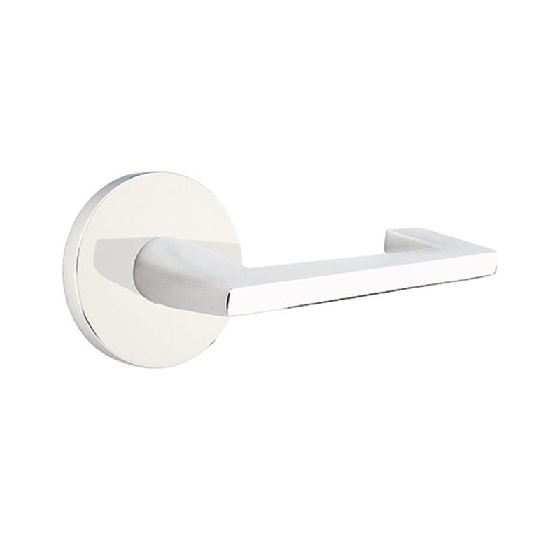 Argos Flat Privacy (Bed & Bath) Door Lever with Round Rosette, Right, Bright Chrome