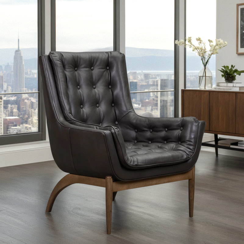 Verona Chair in Morgan Flax, Dark Brown, Verona Light Brown Genuine Leather
