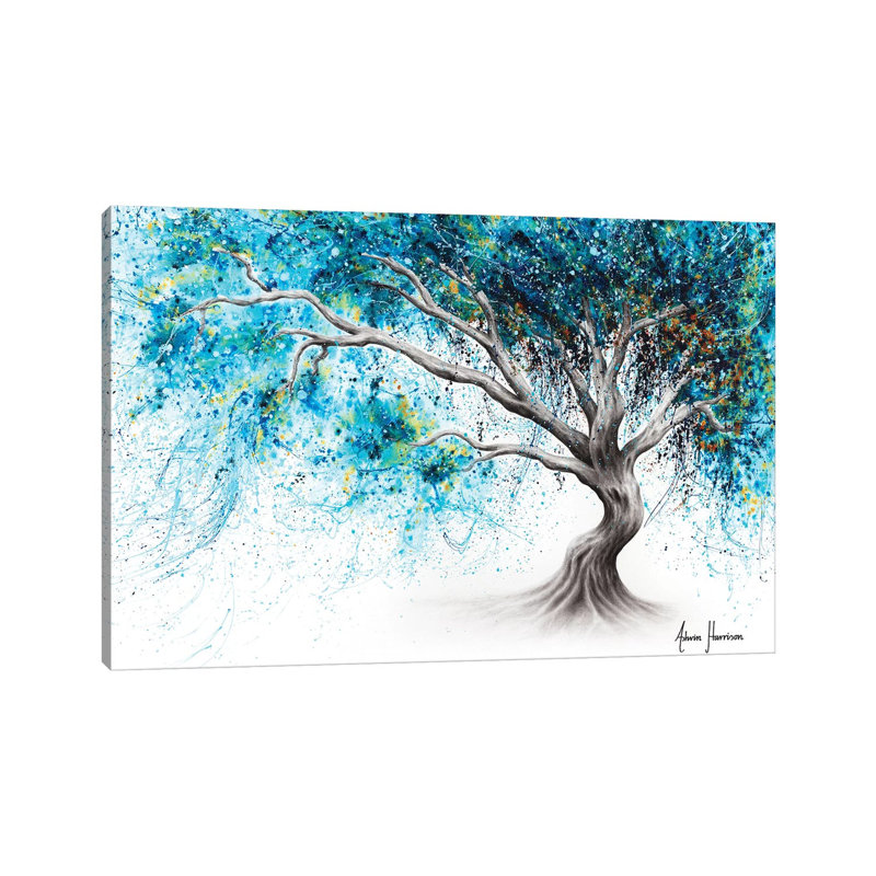 Blue Crystal Dream Tree by Ashvin Harrison - Wrapped Canvas Painting, 20.32 cm H x 30.48 cm W