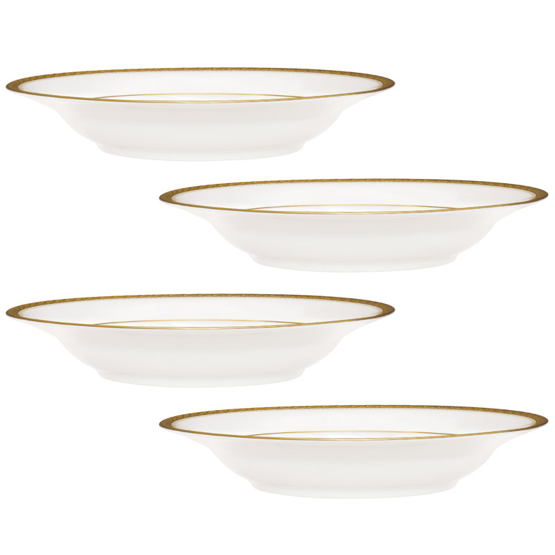 Noritake Charlotta Rim Soup Bowls, 9", 27 Oz, Gold