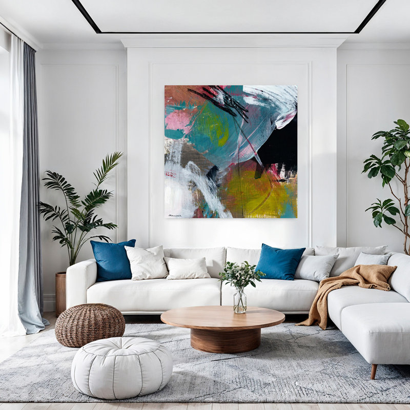 Art contemporain abstrait, H 48 po x l 48 po