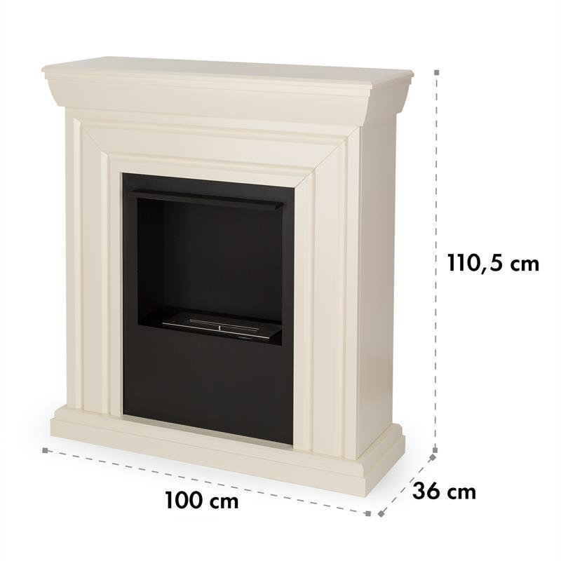 oneConcept 100 cm W White Bio-Ethanol Fireplace