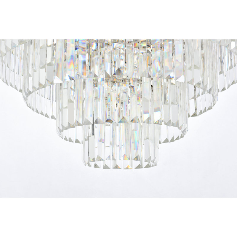 Lustre à niveaux unique 33 lumières Yazmin, Clair, Nickel poli