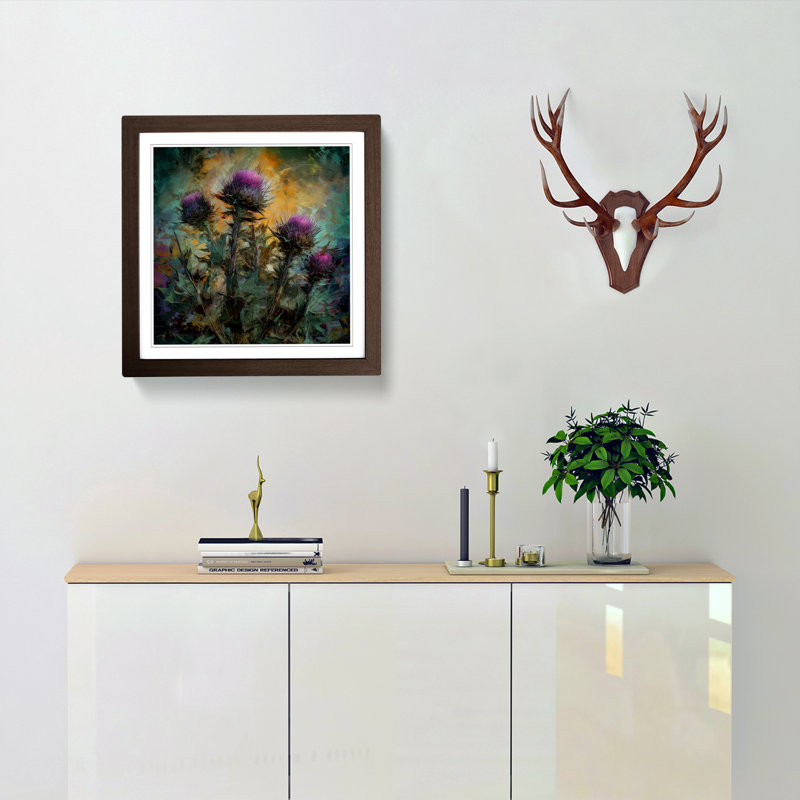 Thistle Post-Impressionism - Framed Print, Walnut