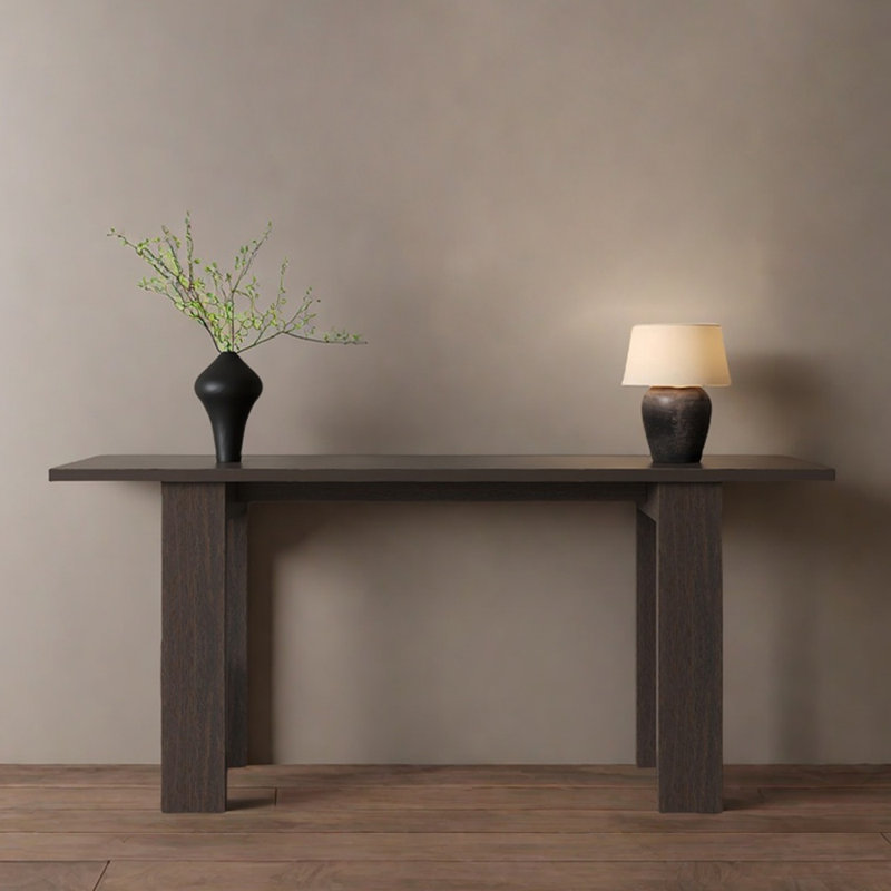 Console Mid-Century moderne en bois massif, H 31,5 po x l 70,9 po x P 13,8 po, Fumée