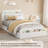Wood Bed Frame, Twin Size Bed Frame with Storage Headboard and Raised-Foodboard-614105701