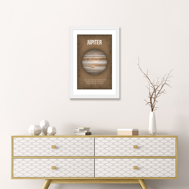 Décoration murale pour enfants Jupiter, H 24 po x l 16 po x P 1 po, Papier encadré blanc