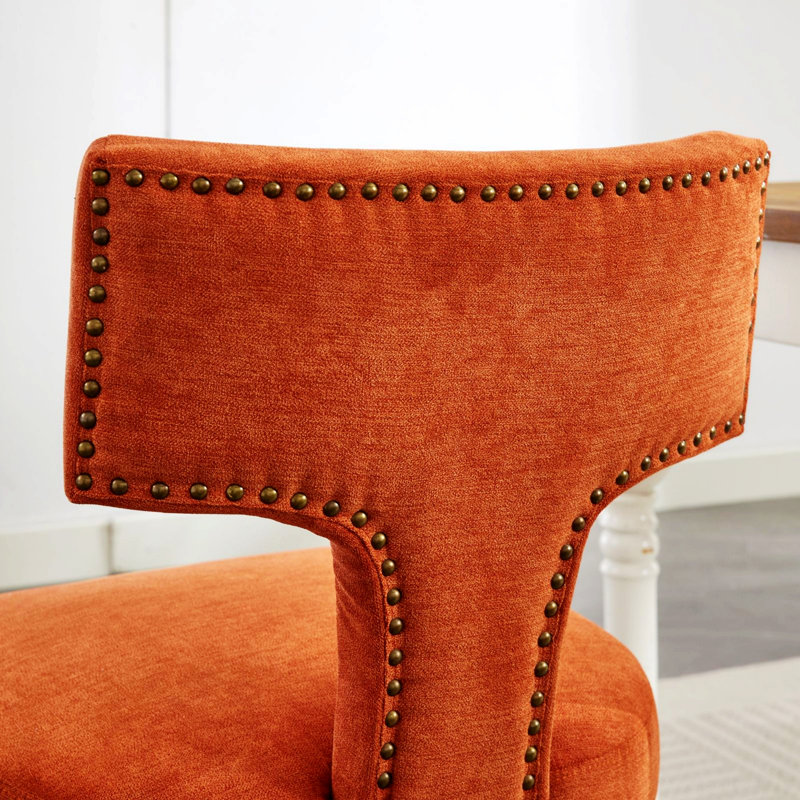 Fauteuil d'appoint, fauteuil de coiffeuse avec pieds en métal, fauteuil d'appoint pour le salon, Orange