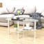 Table basse ovale transparente en verre, table moderne avec pieds en acier inoxydable, table à thé en verre à 3 couches pour le salon