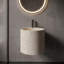 Lavabo de salle de bain mural rond 16 "à surface solide avec support de fixation, lavabo moderne d'aspect marbre-130524301