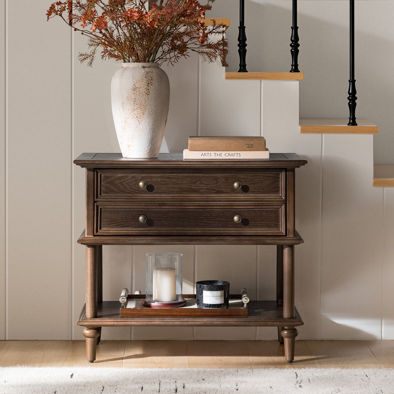 Hicks 28.4"W Solid Wood 1-Drawer Nightstand with Built-In Outlets and USB Ports, Walnut