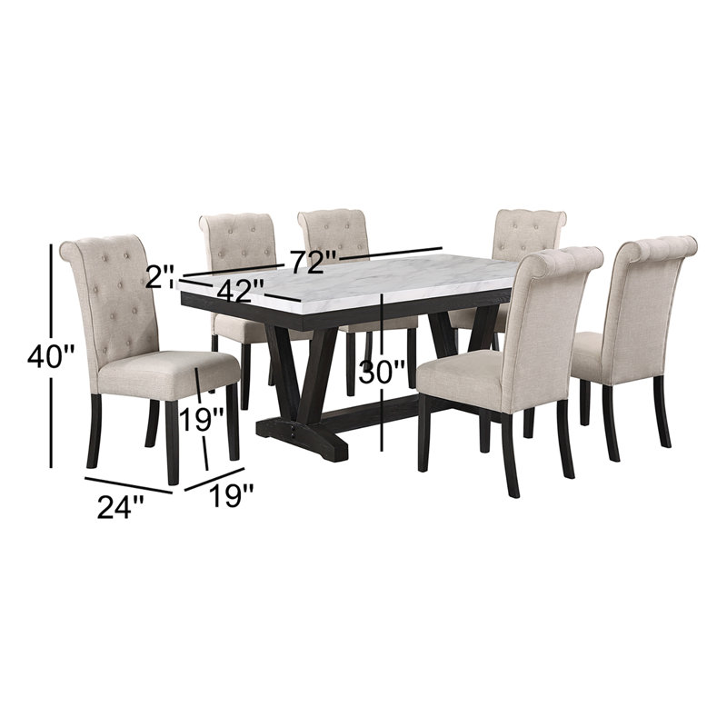 Ensemble de salle à manger Apicella, Beige, 7 pièces