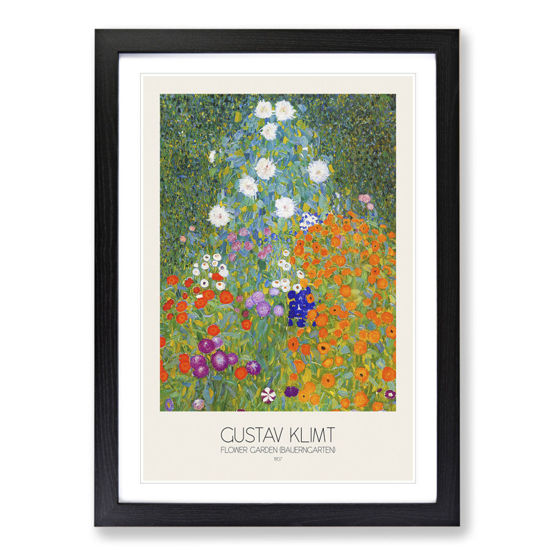 Flower Garden by Gustav Klimt - Framed Print, Black Framed, 48cm H x 36cm W x 2cm D