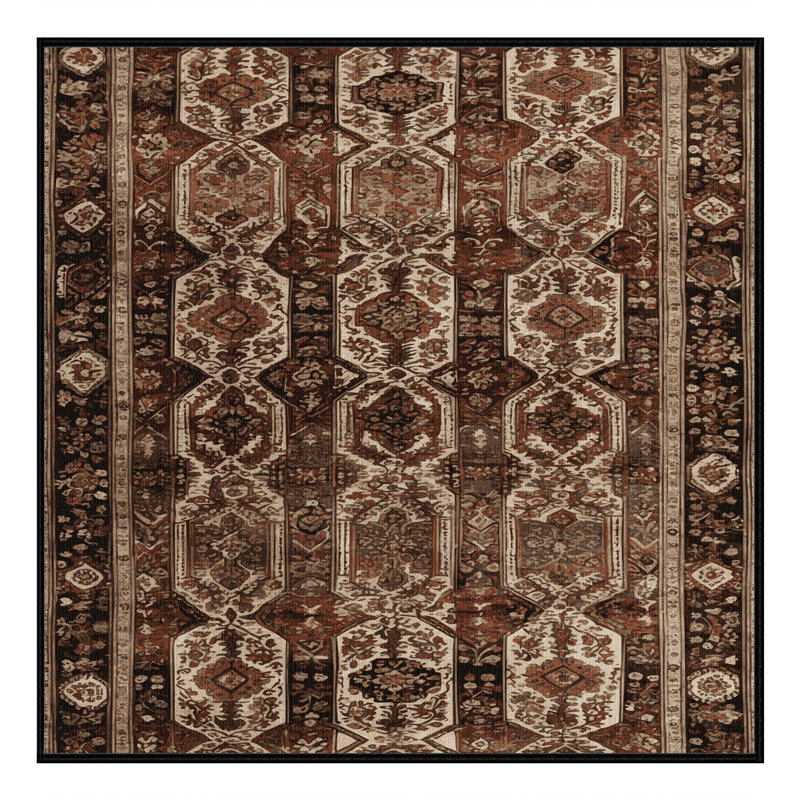 Tapis brun turc lavable à la machine, Carré 5 pi