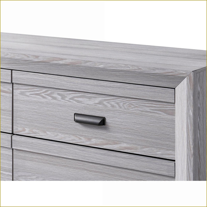 Table de chevet contemporaine en bois rustique gris avec 2 tiroirs de rangement, Gris