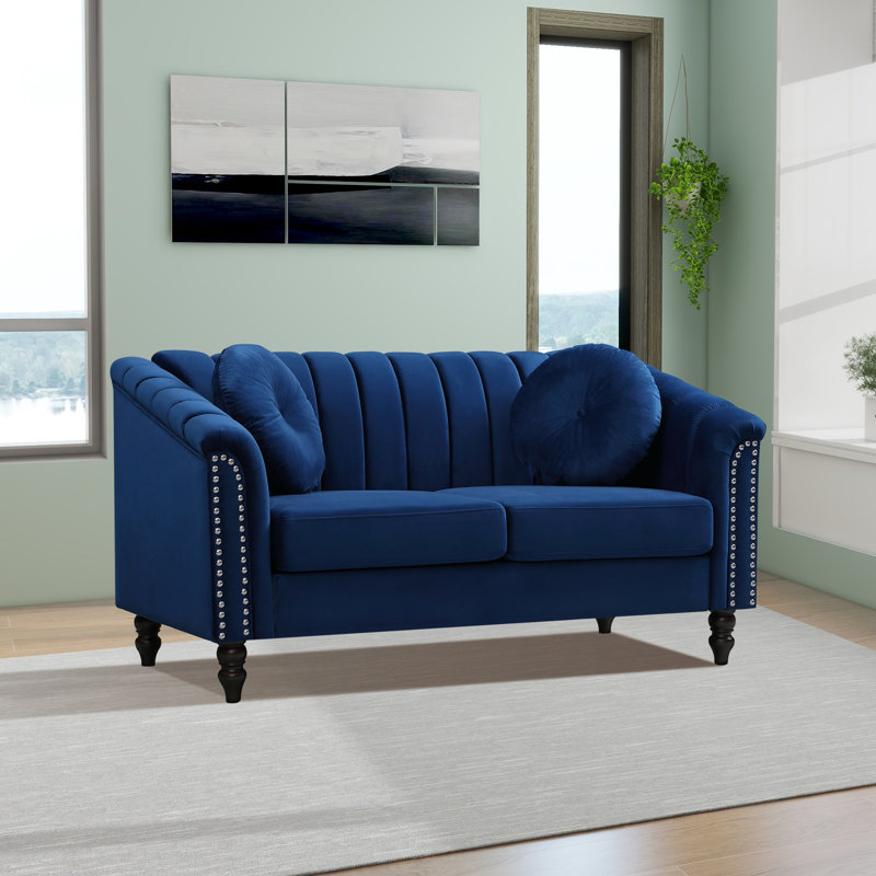 Causeuse de salon en microfibre, Bleu