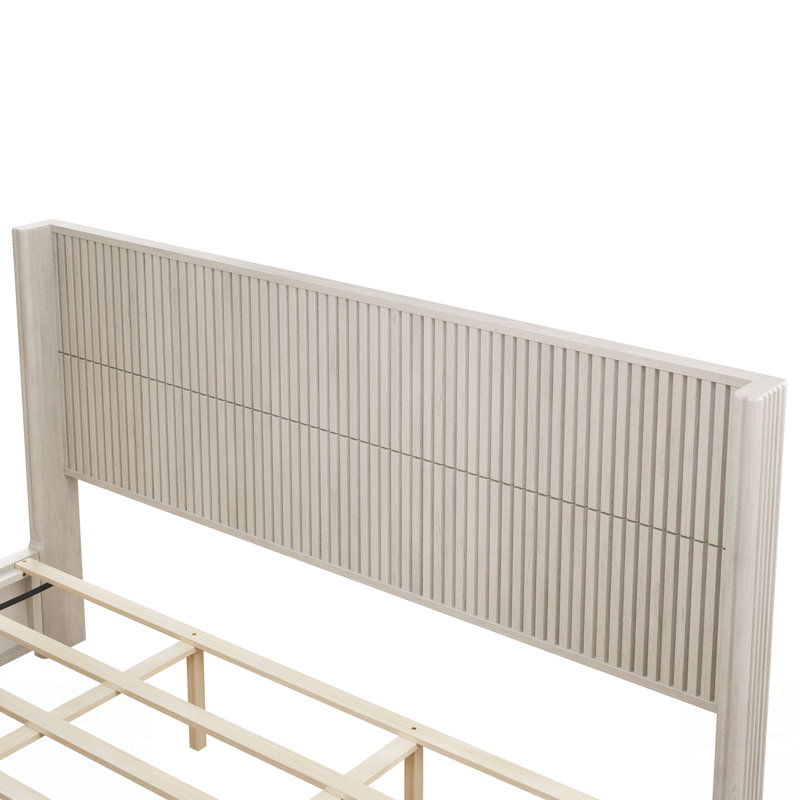 Structure de lit plateforme en bois massif avec tête de lit, aucun sommier nécessaire, conception sur pied, assemblage facile