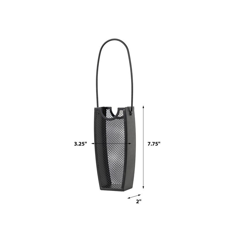 Modern Ember Match Stick Holder | Decorative Mesh Metal Storage Bucket, Caddy, Black