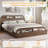 Bed Frame with Storage Headboard and Footboard, Low Platform Bed for Bedroom, No Box Spring Needed, Walnut-1609652293-1609652292
