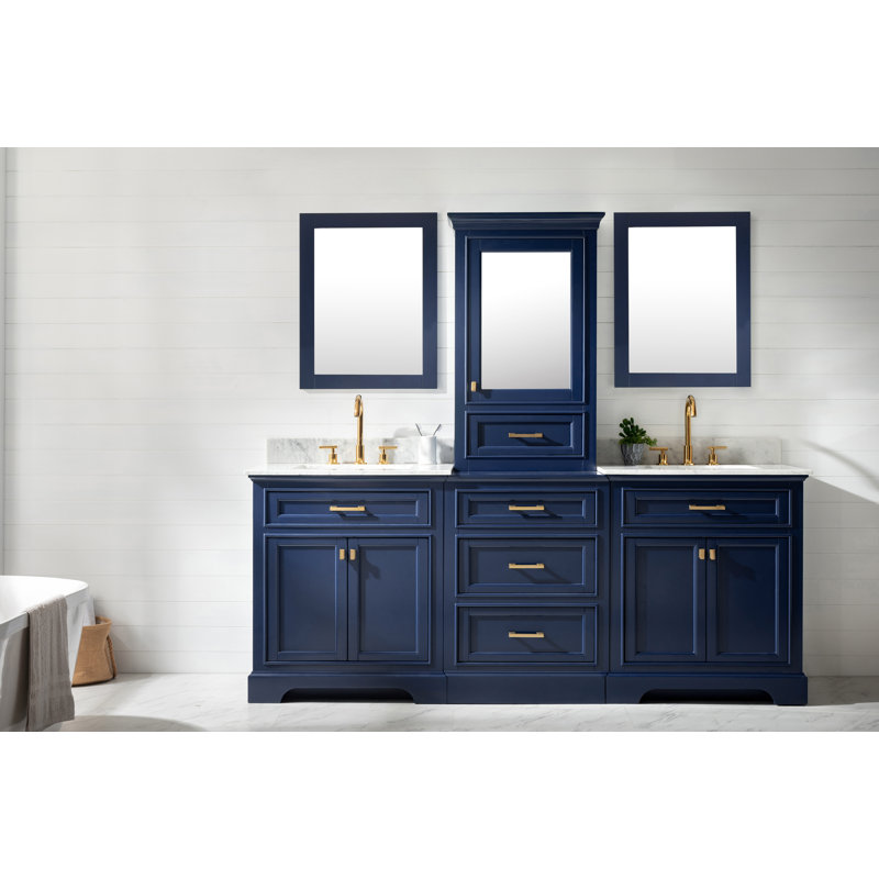 Ensemble de meuble-lavabo double 84 po Arruda, Bleu