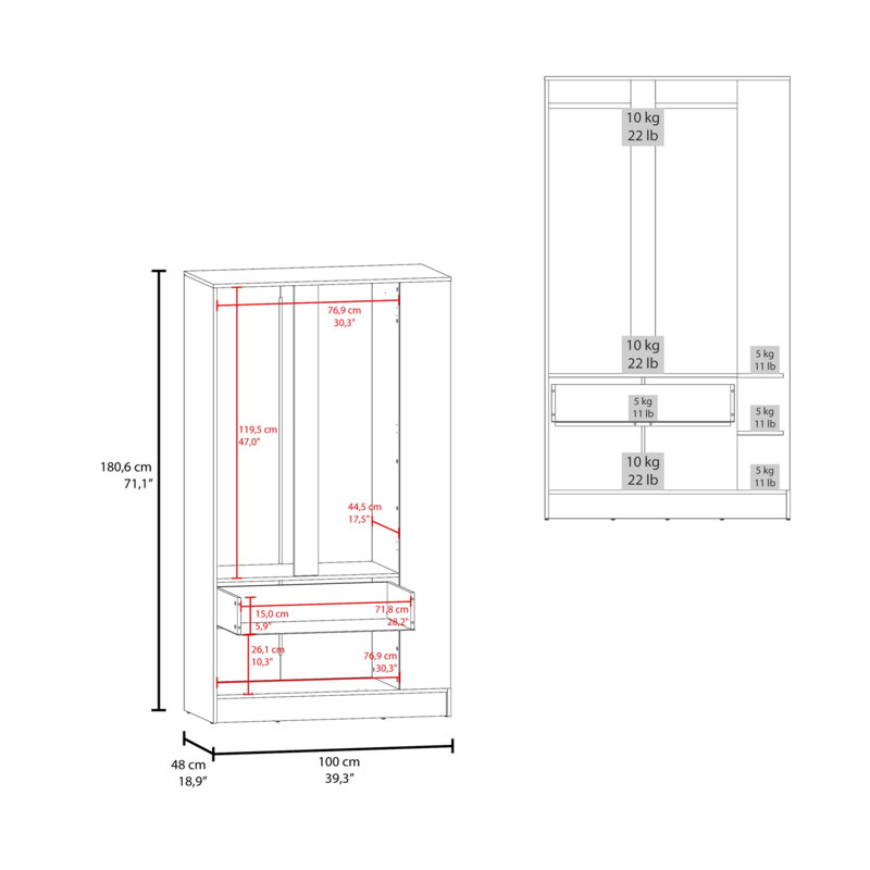 Armoire Dakota avec portes doubles
