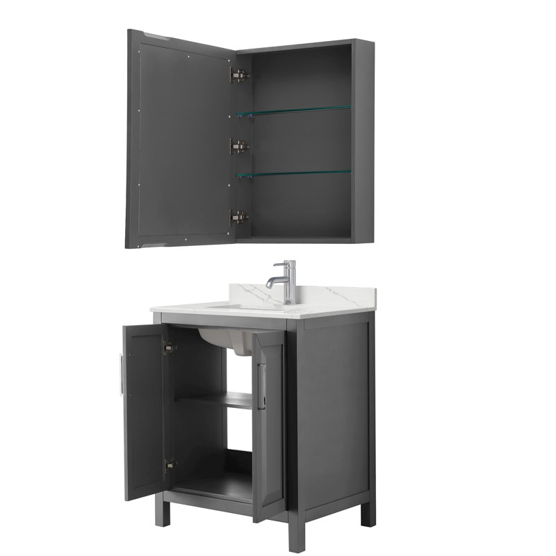Daria 30'' W Vanity, Gray, Polished Chrome, Giotto Quartz