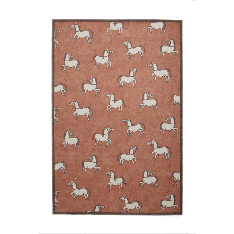 Scion Animal Print Digitally Printed 185cm X 290cm Area Rug, Terracotta, Runner 61 x 230 cm