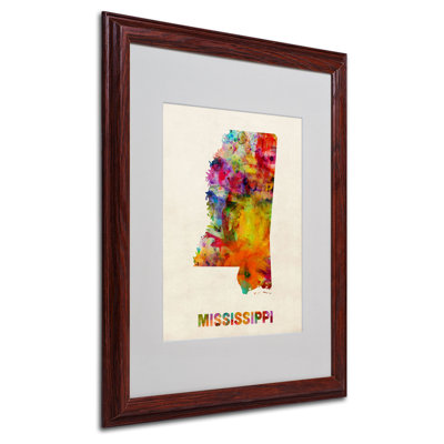 "mississippi map" par michael thompsett, impression encadrée