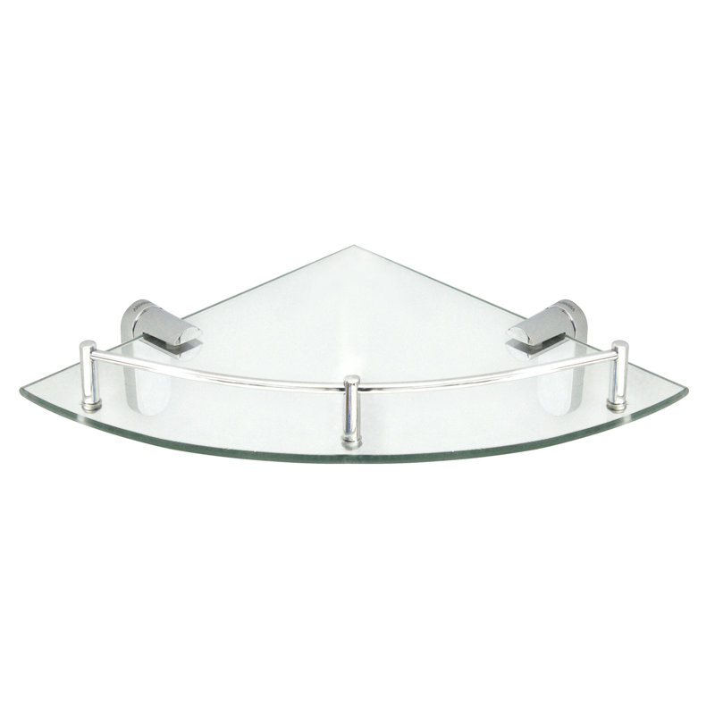 Étagère murale de coin en verre azah, Chrome poli