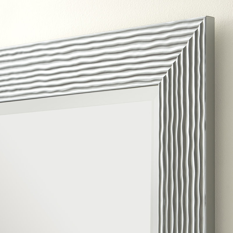 Madge Wavy Framed Wall Mounted Accent Mirror Bevelled, 62cm H x 77cm W, Silver