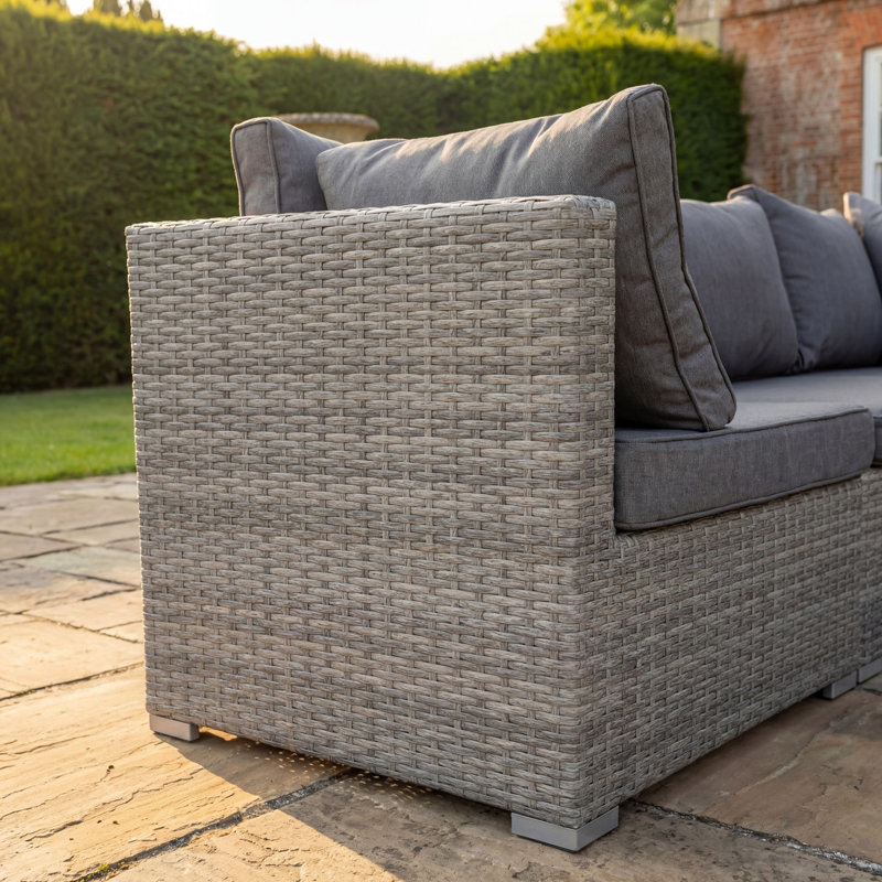 Taraf 202cm Wide L-Shaped Wicker Patio Sectional Set, Grey
