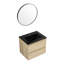Lavabo de salle de bain mural 24 po, lavabo en céramique noire, 2 tiroirs avec fermeture en douceur, chêne, armoire combinée moderne en contreplaqué, lavabo, tiroirs fermés, protection-979469396-979469393-979469397