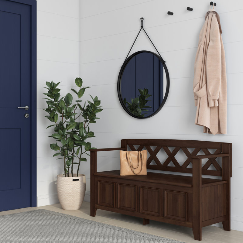Banc de rangement en bois massif Amherst, Brun naturel vieilli