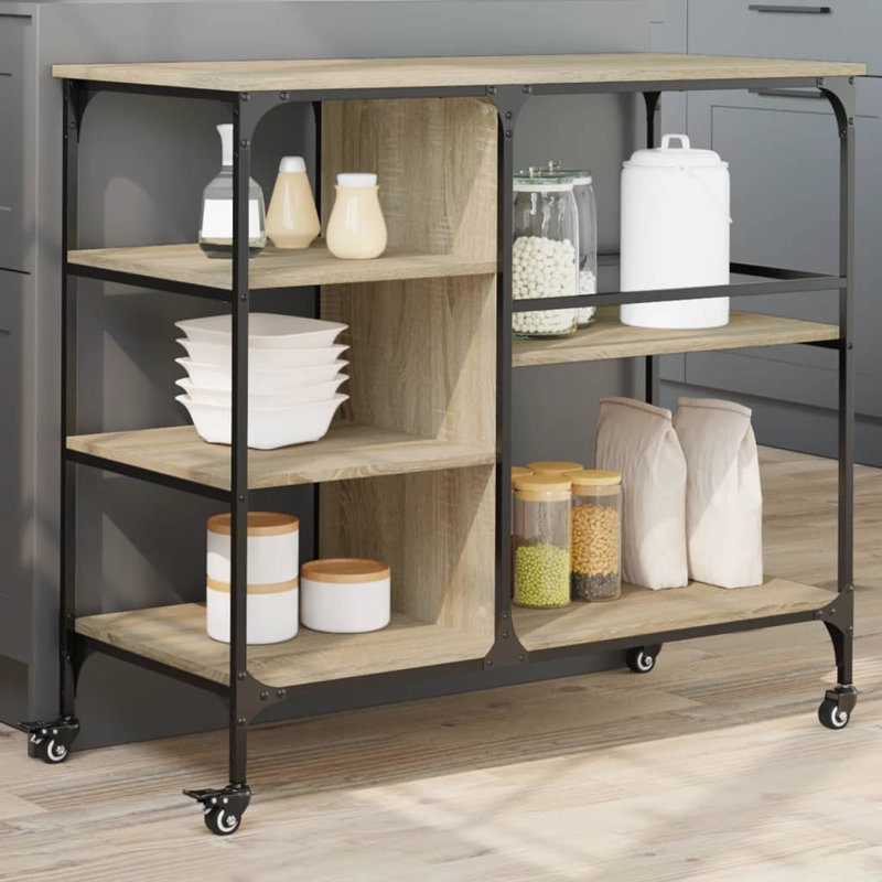 Ventre Metal Bar Cart, Sonoma Oak