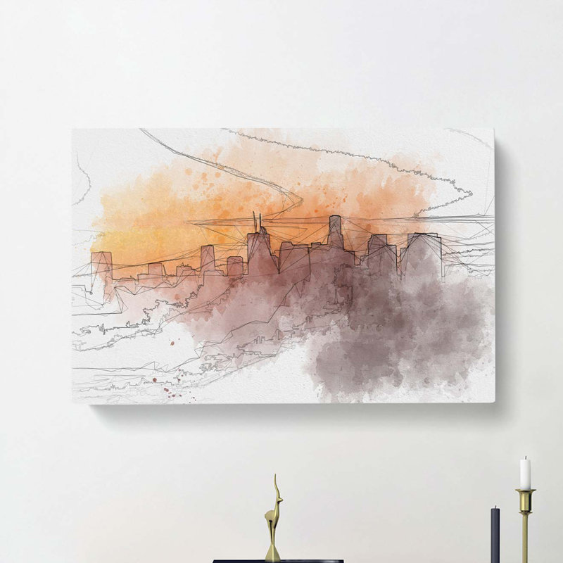 Downtown Los Angeles at Sunset in Abstract - Wrapped Canvas, 50cm H x 76cm W x 3cm D