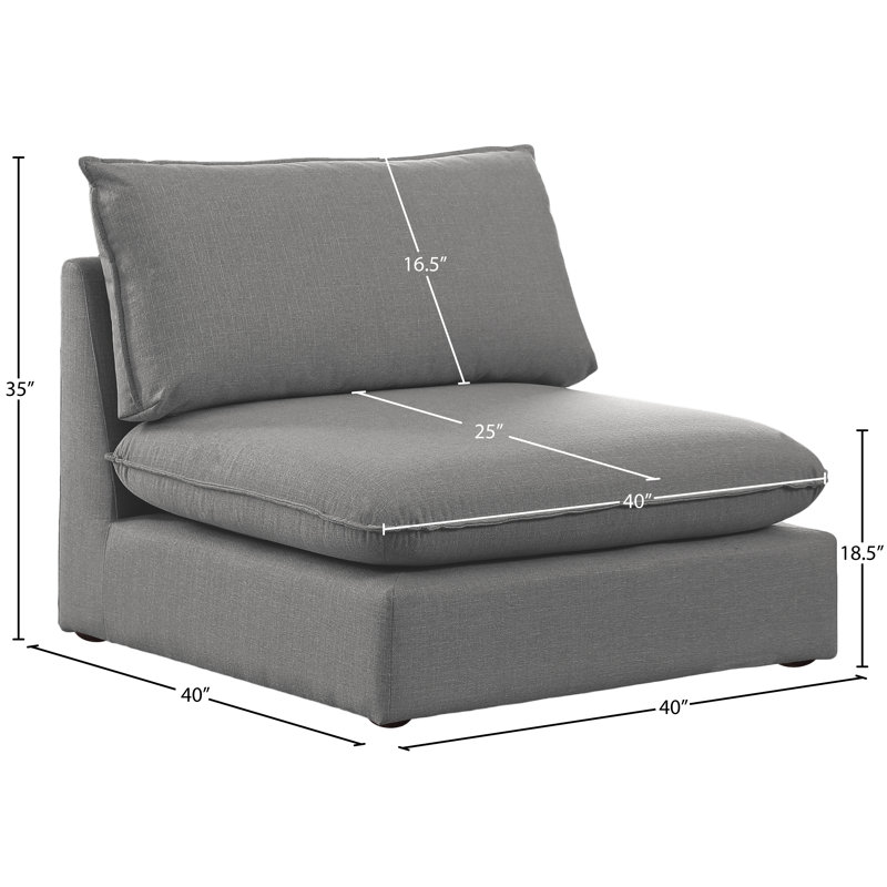 Lin durable sans accoudoirs Tupman Beige, Tissu gris texturé en lin